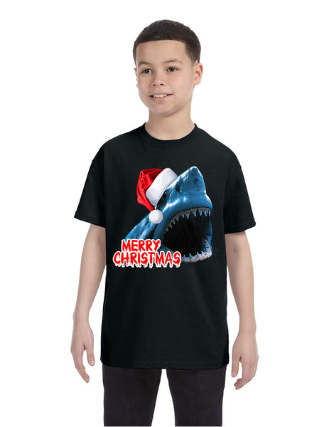 Kids Youth T Shirt Santa Jaws Merry Christmas Ugly Xmas Fun Tee