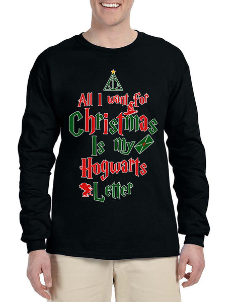 Men's Long Sleeve All I Want For Xmas Is Hogwarts Letter Cool Gift
