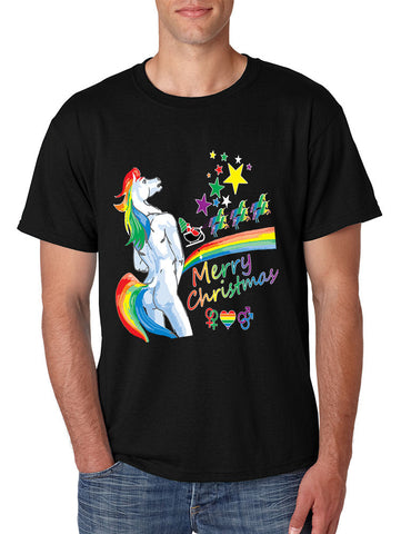 Men's T Shirt Unicorn Rainbow Gay Pride Ugly Christmas Sweater - ALLNTRENDSHOP - 1