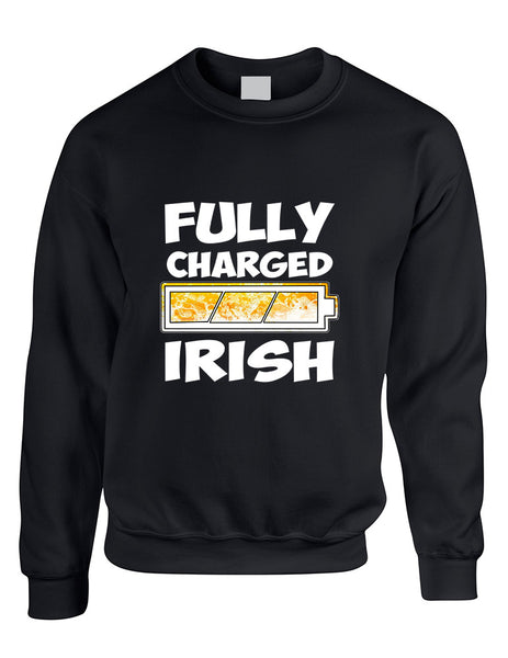 Adult Sweatshirt Fully Charged Irish St Patrick's Day Top - ALLNTRENDSHOP - 2