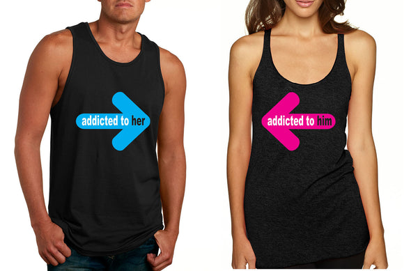 Addicted to her Addicted to him Valentine day tanktop Couple - ALLNTRENDSHOP