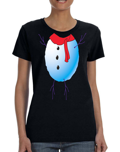 Women's T Shirt Snowman Tie Cute Ugly Christmas Trendy Shirt