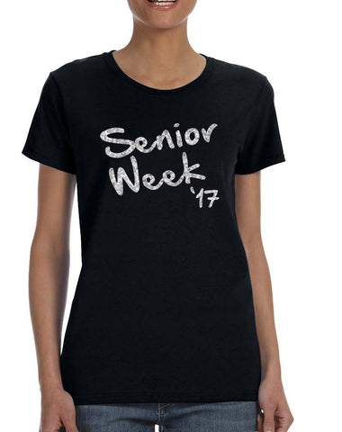 Women's T Shirt Senior Week 17 Glitter Silver Class Of 2017