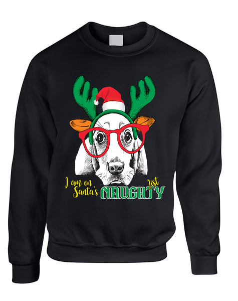 Adult Sweatshirt I Am On Santa's Naughty List Xmas Tee Dog Lover