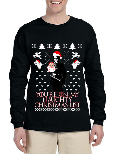 Men's Long Sleeve My Naughty Xmas List Arya Stark Ugly Christmas