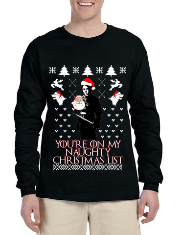 Men's Long Sleeve My Naughty Xmas List Arya Stark Ugly Christmas
