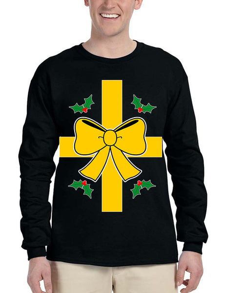 Men's Long Sleeve Christmas Gift Wrap Xmas Ugly Funny Shirt - ALLNTRENDSHOP - 2