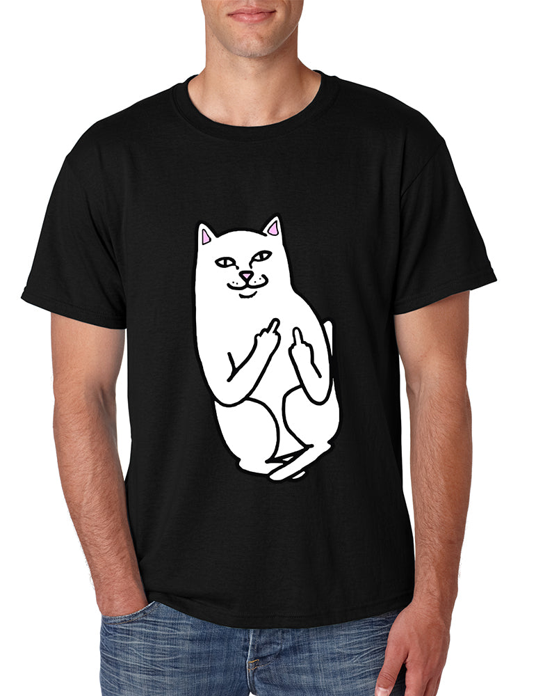 Men's T Shirt Middle Finger Cat Funny Humor Tshirt