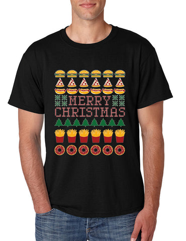 Men's T Shirt Junk Food Merry Christmas Ugly sweater Food Lovers - ALLNTRENDSHOP - 1