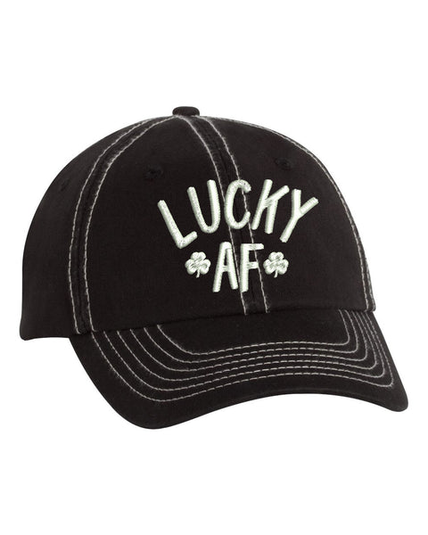 Lucky AF Irish Shamrock Hat Emboridered Hat St Patrick's Cap