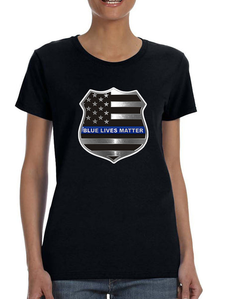 Women's T Shirt Blue Lives Matter American Flag Tee
