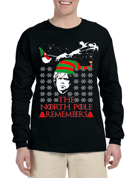 Men's Long Sleeve The North Pole Remembers Xmas Ugly Shirt Gift