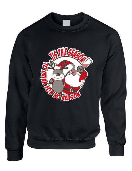Adult Sweatshirt Tis The Season Drink No Reason Ugly Xmas - ALLNTRENDSHOP - 2