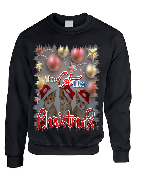 Adult Sweatshirt These Cats Like Christmas Cute Cat Lover Gift