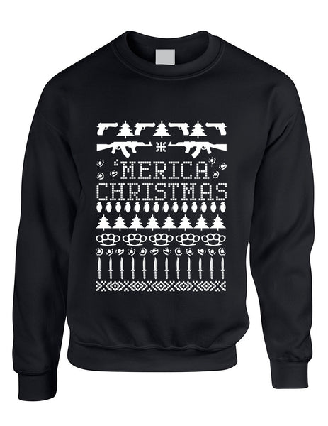 Adult Crewneck 'merica Ugly Christmas Sweater Love USA Holiday - ALLNTRENDSHOP - 3