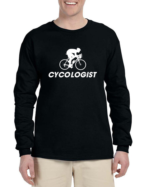 Men's Long Sleeve Cycologist Cool Cycling Funny Sport Tee