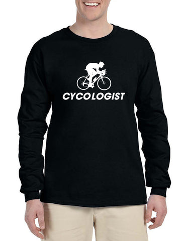 Men's Long Sleeve Cycologist Cool Cycling Funny Sport Tee
