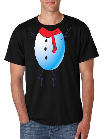 Men's T Shirt Snowman Tie Cute Ugly Christmas Tee Trendy Gift