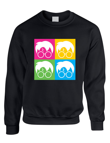 Adult Crewneck 4 Faces Harry Glasses Scar Cool Popular Top - ALLNTRENDSHOP - 1