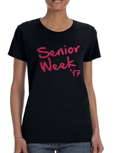 Women's T Shirt Senior Week 17 Glitter Pink Class Of 2017