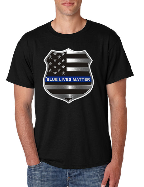 Men's T Shirt Blue Lives Matter American Flag Shirt