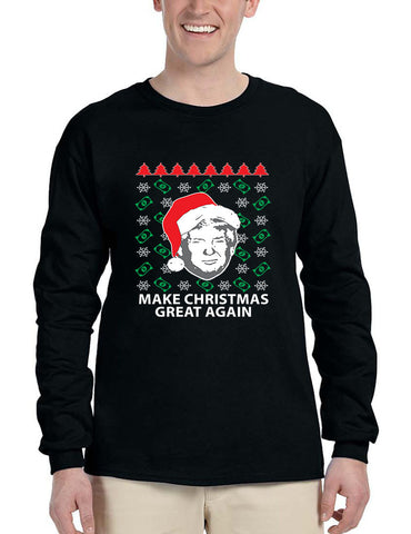 Men's Long Sleeve Trump Christmas Great Again Money Snow Xmas - ALLNTRENDSHOP - 1