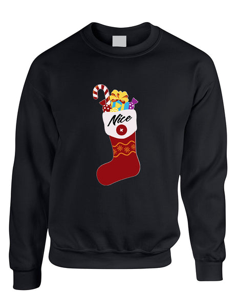 Adult Sweatshirt Nice Xmas Ugly Socks Graphic Funny Holiday Gift