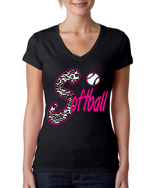 Softball White Leopard cheetah women's sporty V - ALLNTRENDSHOP - 1