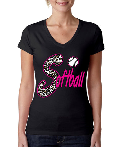 Softball White Leopard cheetah women's sporty V - ALLNTRENDSHOP - 1