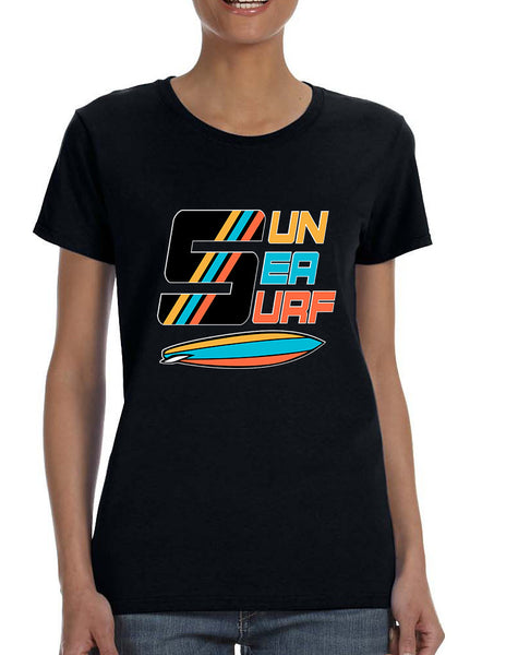 Women's T Shirt Sun Sea Surf Lover Summer Tee Beachwear