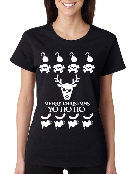 Women's T Shirt Yo Ho Ho Cool Ugly Christmas Sweater Holiday Top - ALLNTRENDSHOP - 3
