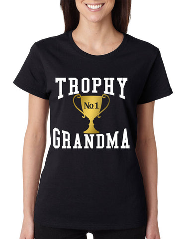 Women's T Shirt Trophy Grandma Cool Xmas Gift Family Love Tee - ALLNTRENDSHOP - 1