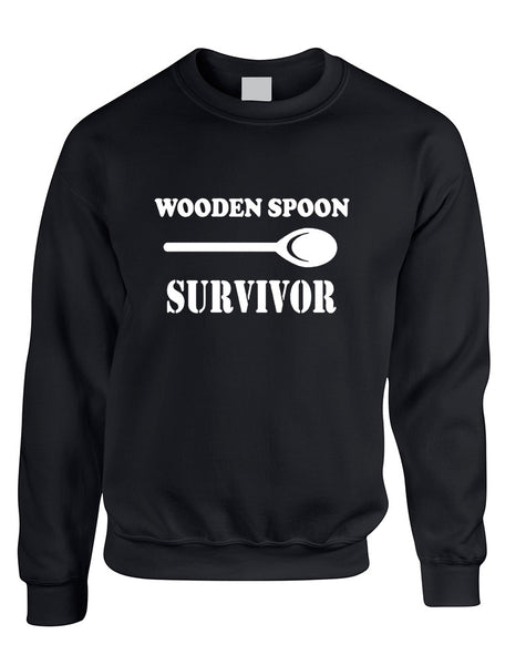Adult Sweatshirt Wooden Spoon Survivor Humor Text Funny Top