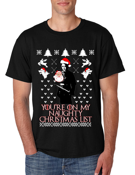 Men's T Shirt My Naughty Xmas List Arya Stark Ugly Christmas Tee