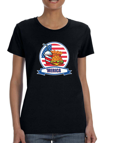 Women's T Shirt Fast Food 'merica Love USA 4th Of July