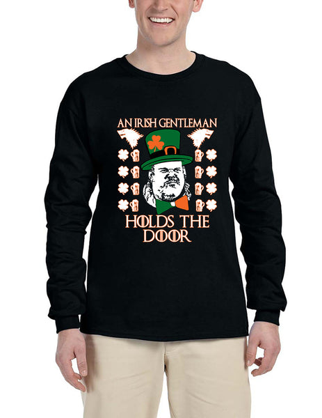 Men's Long Sleeve Irish Hodor Hold The Door St Patrick's Tee