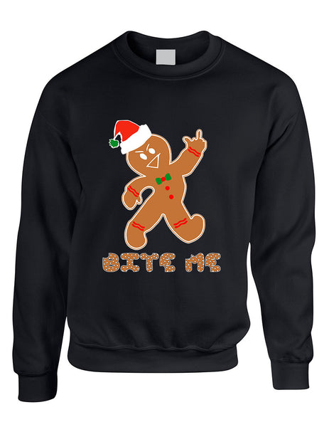 Adult Sweatshirt Bite Me Gingerbread Ugly Christmas Funny Top - ALLNTRENDSHOP - 4