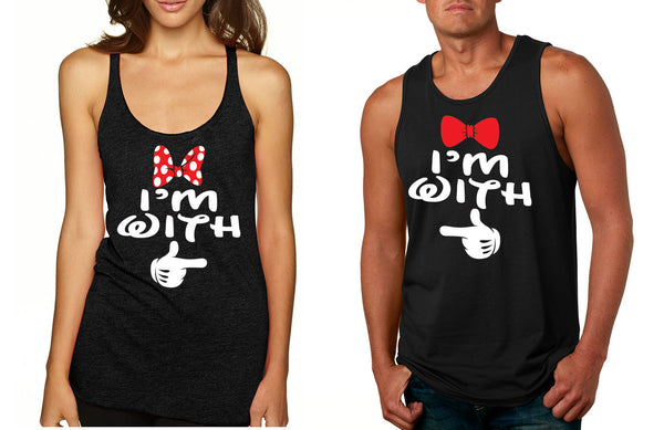 Im with him Im with her couples tanktops Valentines day - ALLNTRENDSHOP - 1