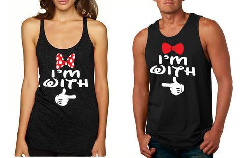Im with him Im with her couples tanktops Valentines day - ALLNTRENDSHOP - 1