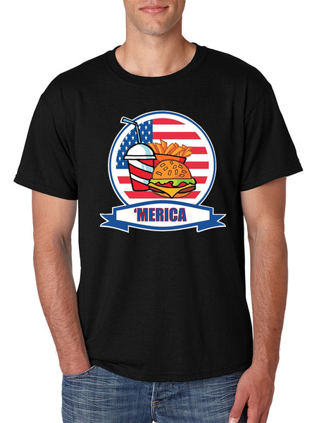 Men's T Shirt Fast Food 'merica Love America USA Top