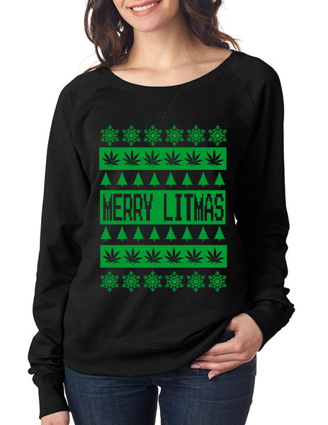 Merry Litmass green womens long sleeve Pullover - ALLNTRENDSHOP - 2