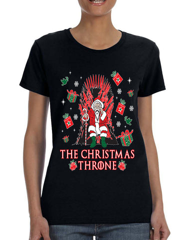 Women's T Shirt The Christmas Throne Santa Trendy Ugly Xmas Shirt