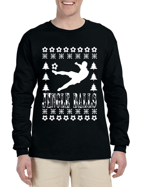 Men's Long Sleeve Jingle Balls Soccer Ugly Xmas Sport Lover Shirt