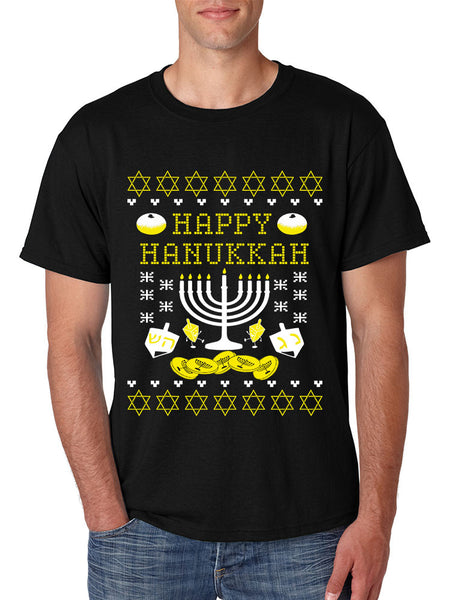 Men's T Shirt Happy Hanukkah Menorah Jewish T Shirt - ALLNTRENDSHOP - 1