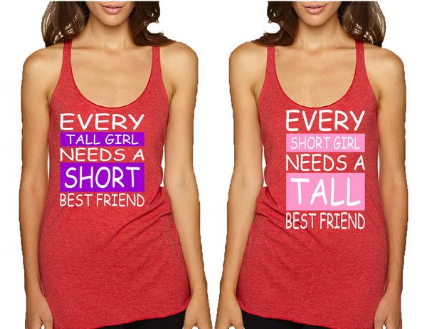 Set Of 2 Women's Tank Top Every Short Girl Needs Tall BFF Matching