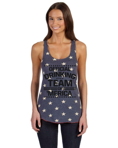 Official drinking team of America Women's Racerback Tanktop White Star - ALLNTRENDSHOP