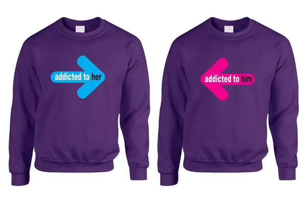 Addicted to her Addicted to him Valentine day Sweaters Couple - ALLNTRENDSHOP