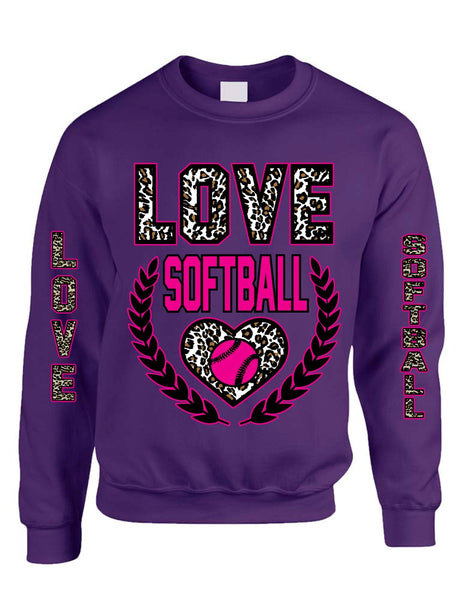 Love Softball Leopard womens Sweatshirts - ALLNTRENDSHOP - 4