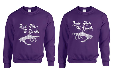 Love her Love him to death Couple sweaters Valentines day - ALLNTRENDSHOP - 1