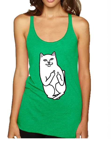 Women's Tank Top Middle Finger Cat Humor Graphic Top